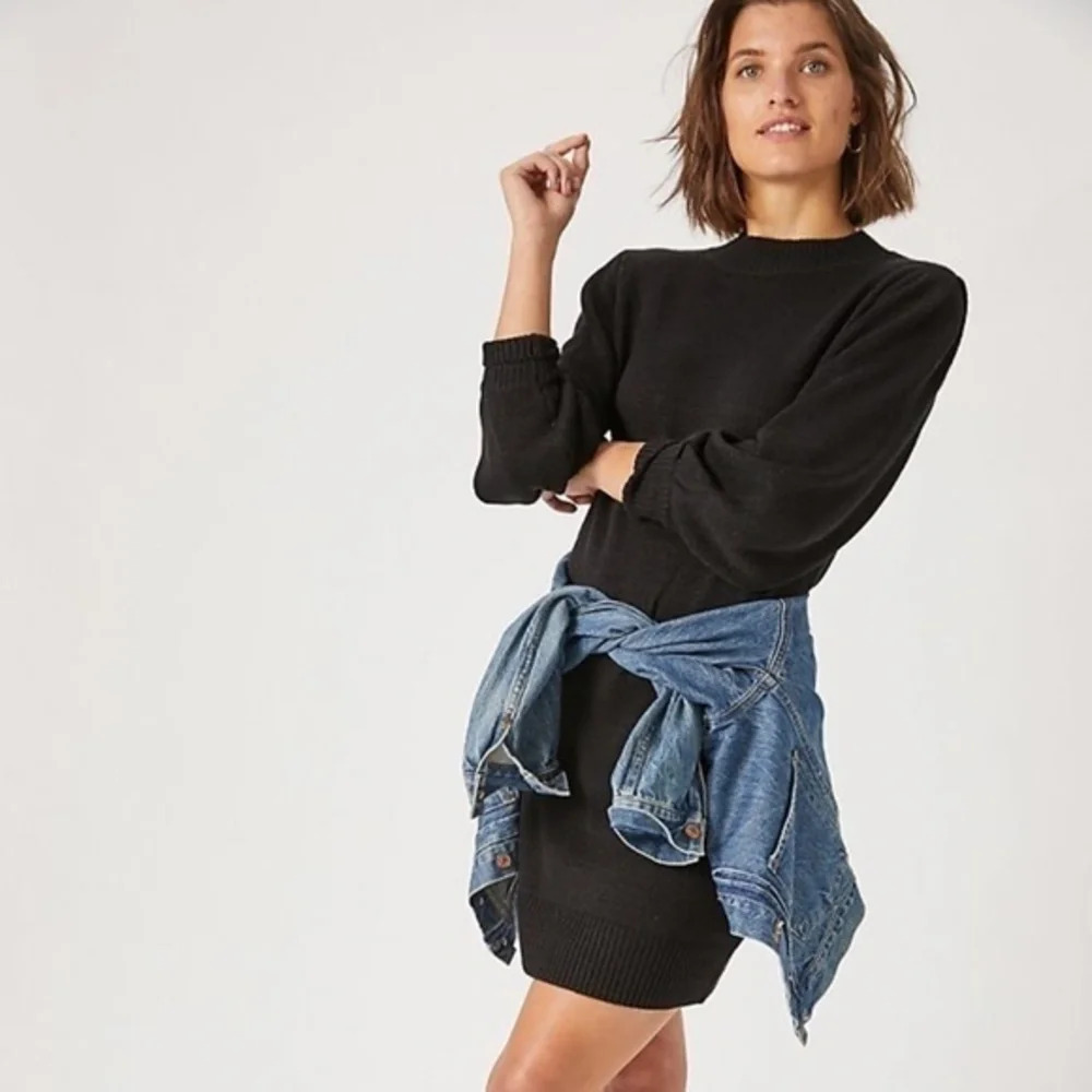 Anthropologie Anama Grey Ruffle Sweater Dress S